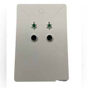 Green turtle earring set